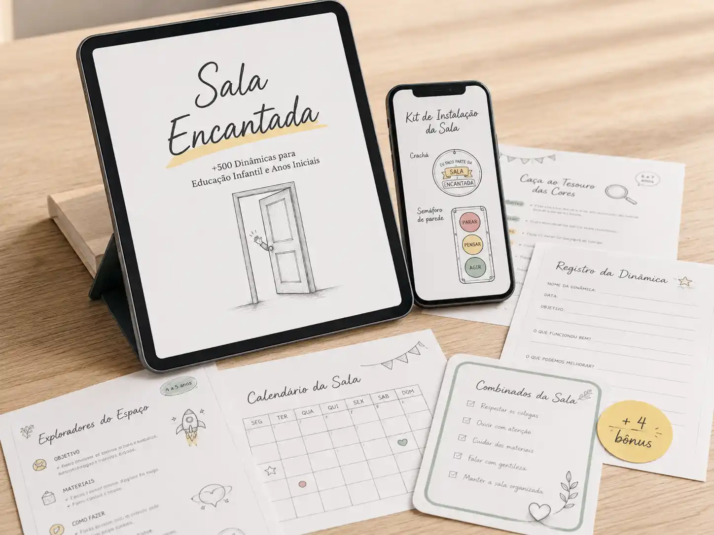 Sala Encantada — capa e páginas do e-book de +500 dinâmicas