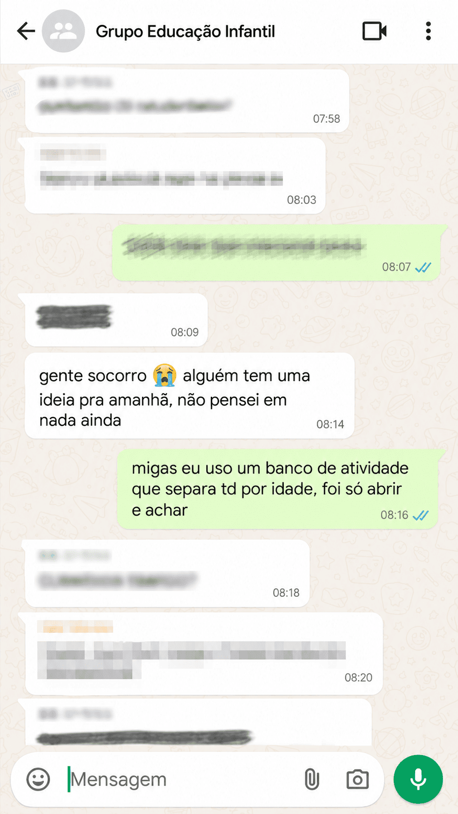 Depoimento de professora no WhatsApp